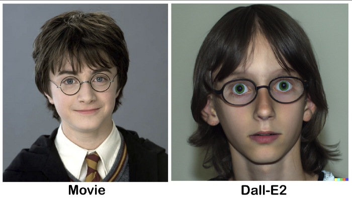 hary potter in movie vs ai generated